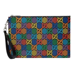 New Gucci clutch GG Supreme Monogram Psychedelic Portfolio Pouch clutch wristlet